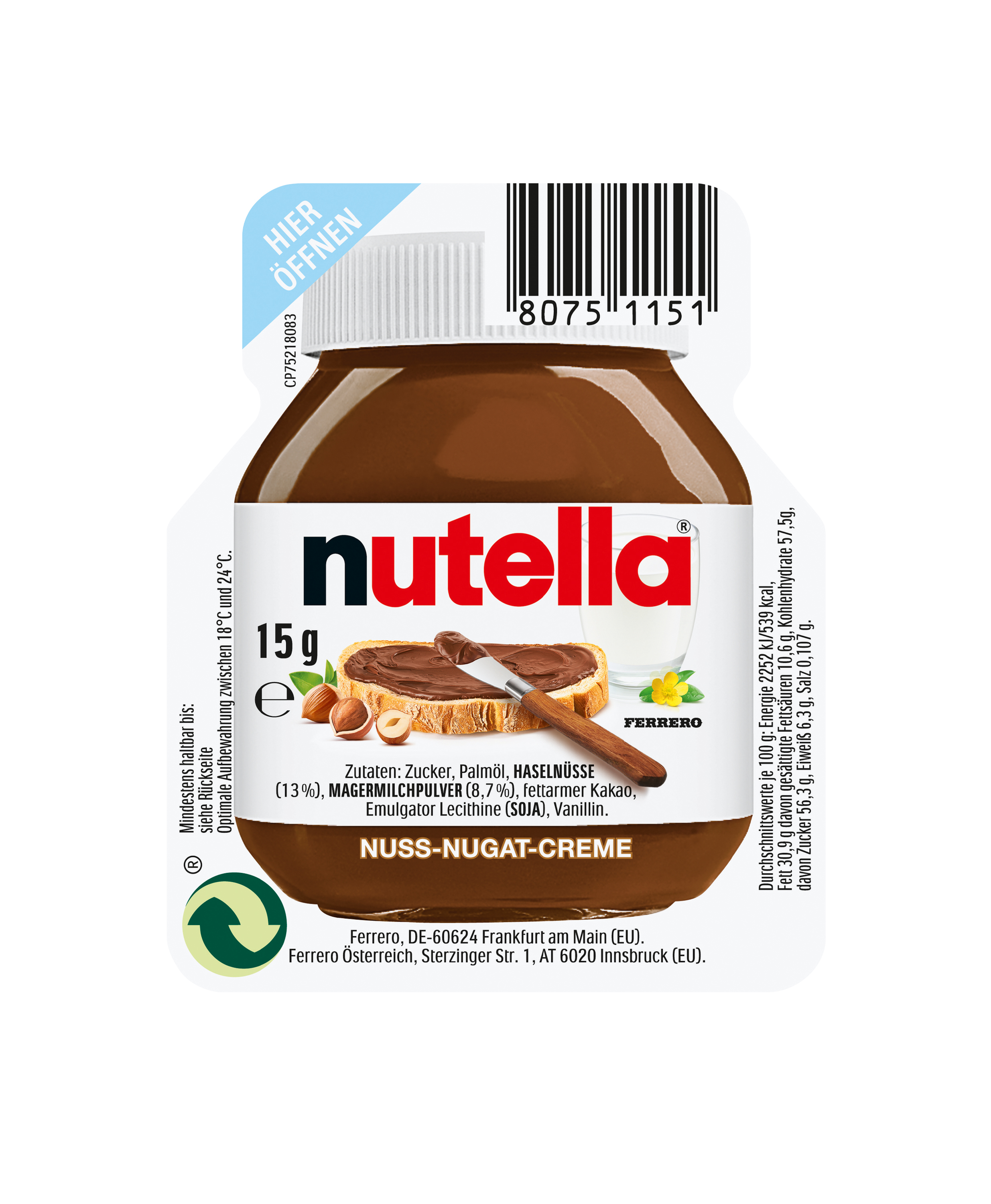 ferrero nutella 15 g